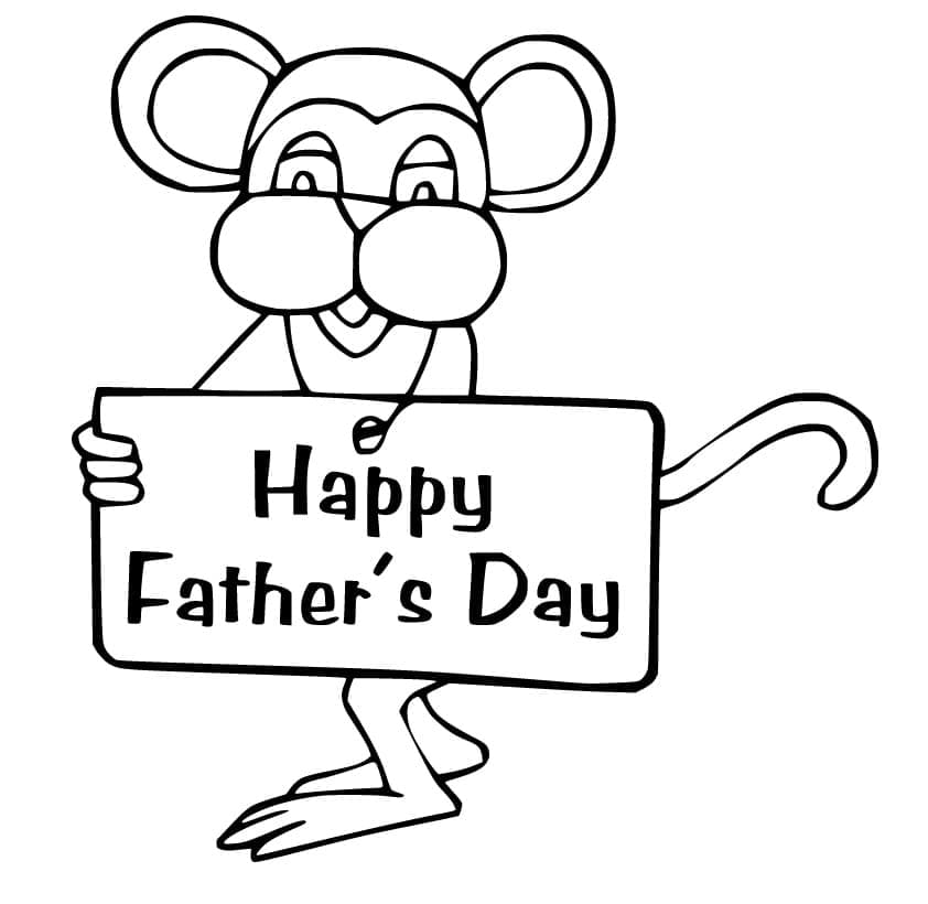 Printable Happy Father's Day with Hearts Coloring Page