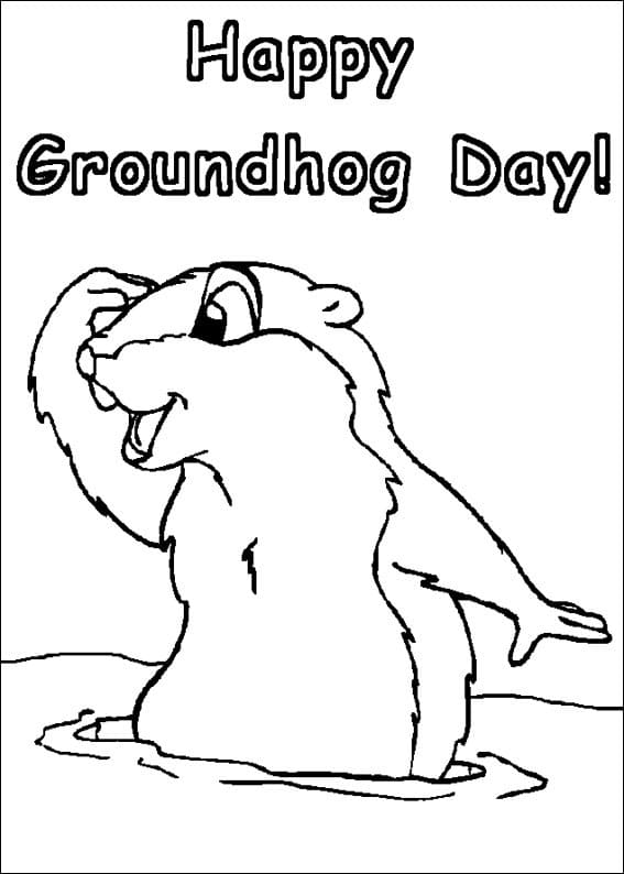 Happy Groundhog Day Drawing coloring page