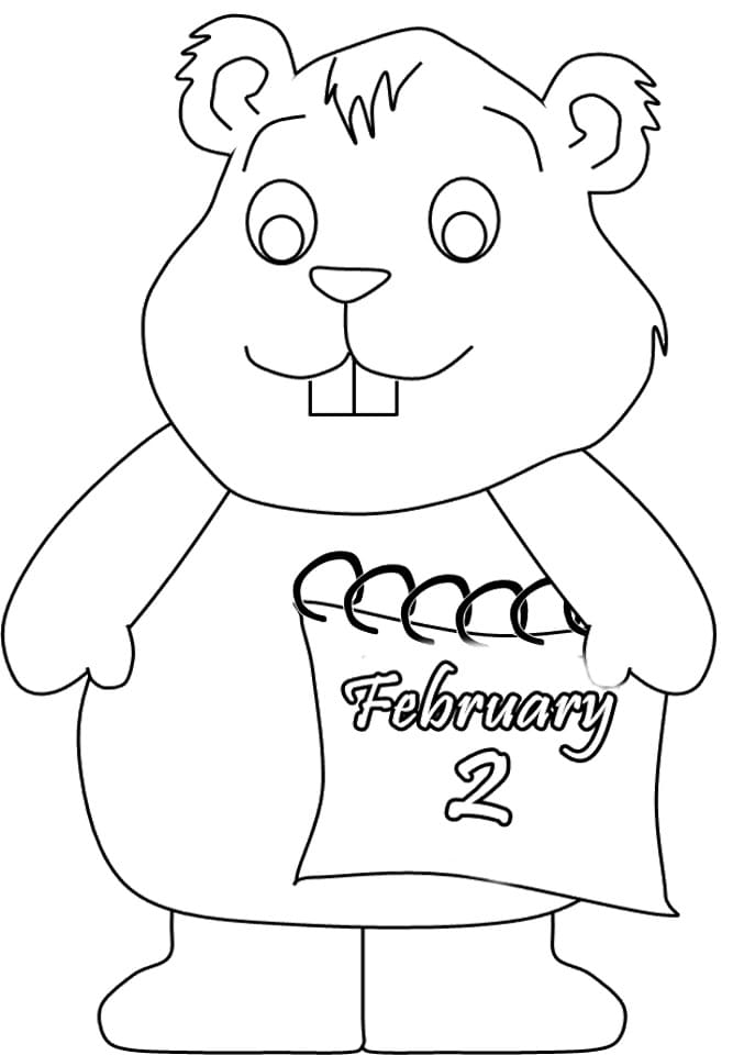 Happy Groundhog Day February 2 coloring page