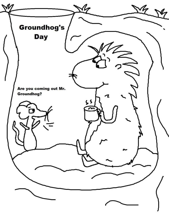 Happy Groundhog Day For Free coloring page