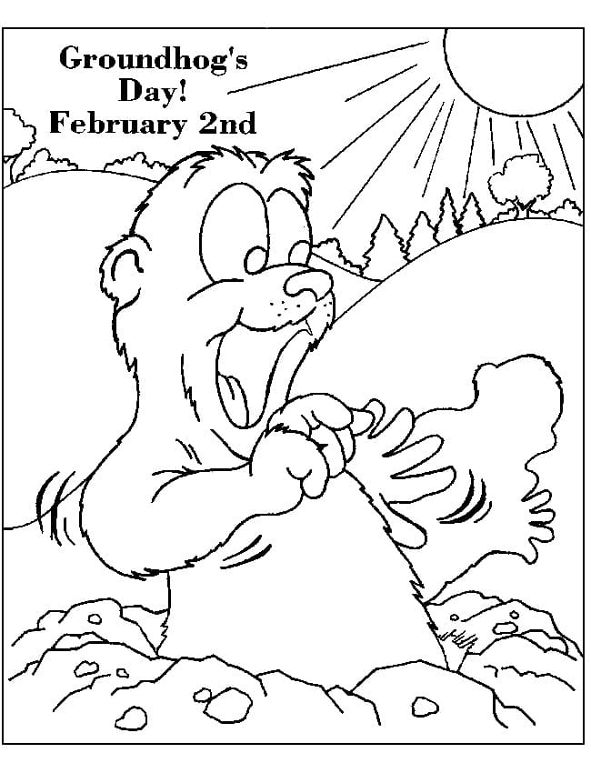 Happy Groundhog Day Free For Kids coloring page