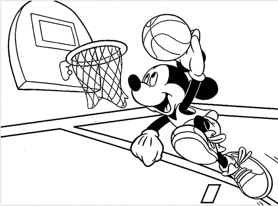 mickey mouse basketball drawing