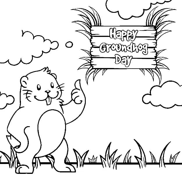 On Groundhog Day coloring page