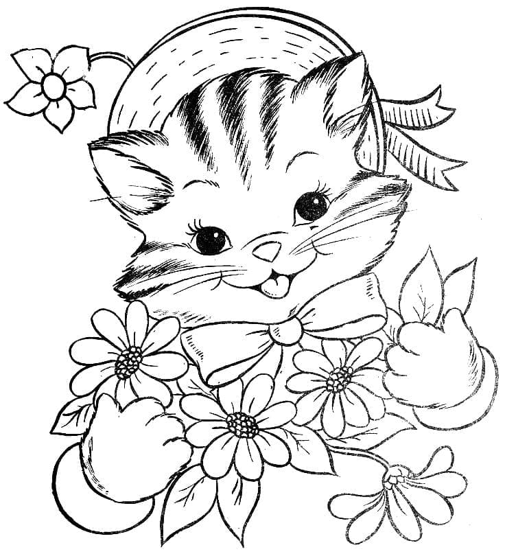 Printable Happy Kitten coloring page - Download, Print or Color Online ...