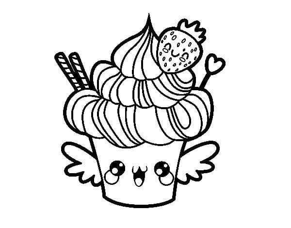Printable Kawaii Cupcake coloring page - Download, Print or Color
