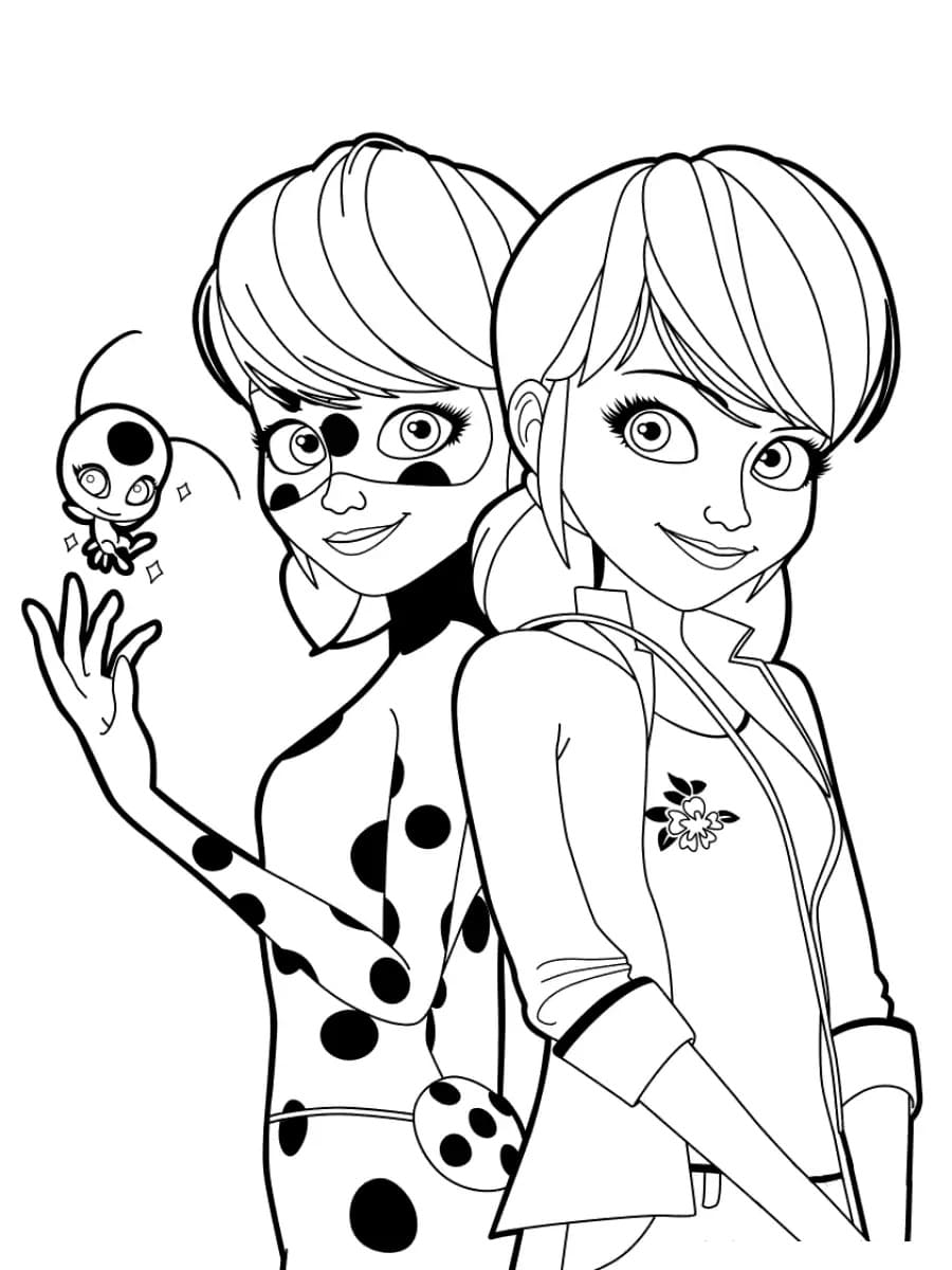 Printable Ladybug Marinette coloring page