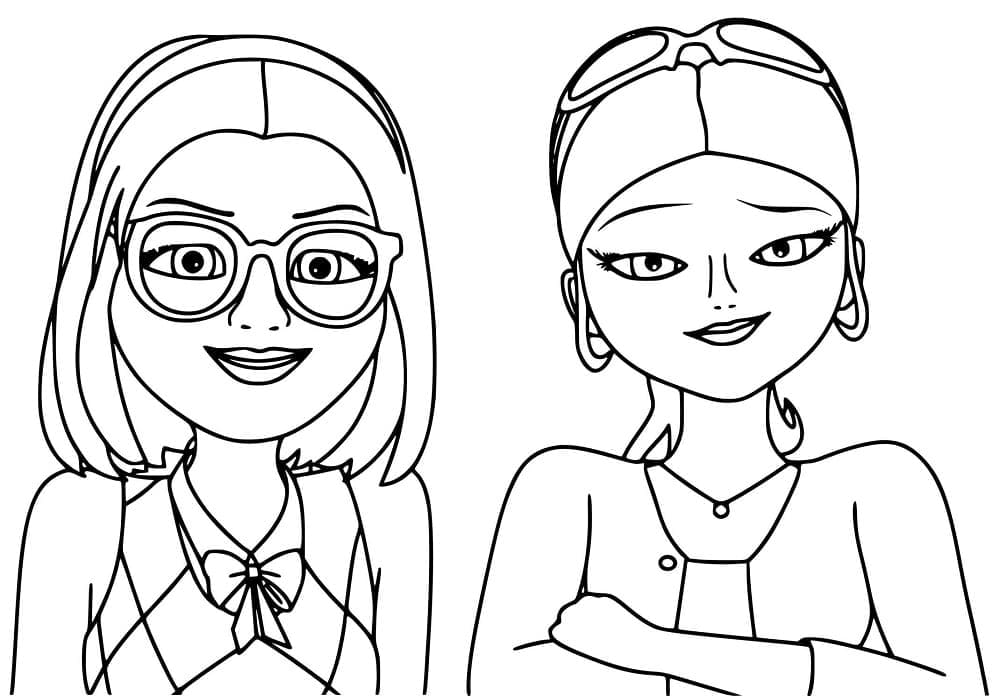 Sabrina and Chloe from Miraculous Ladybug coloring page