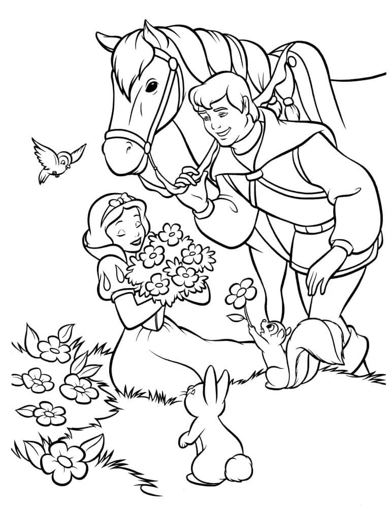 Snow White Meets The Prince coloring page - Download, Print or Color ...