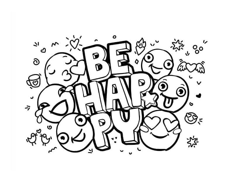 Be Hayppy Emojis coloring page