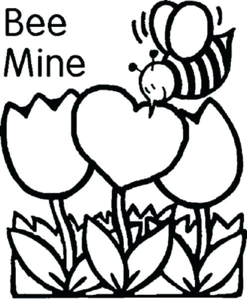 Bee Mine Valentines Card coloring page