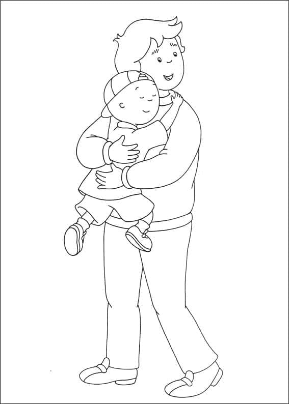 Caillou and Daddy coloring page