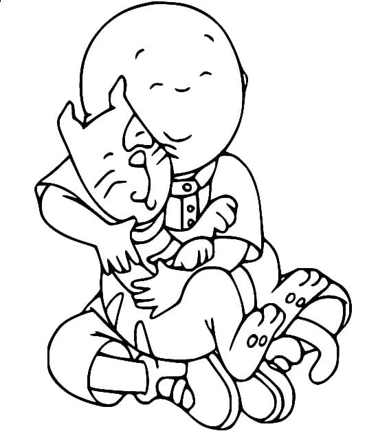 Caillou Hugs Gilbert coloring page