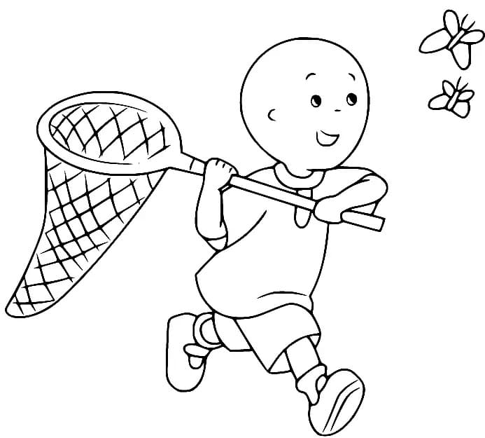 Caillou is Catching Butterflies coloring page