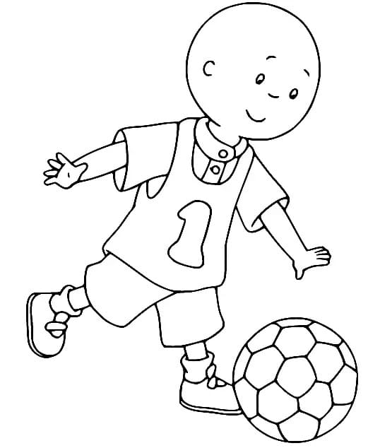 Caillou is Playing Soccer coloring page