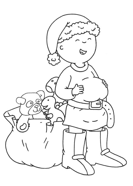 Caillou on Christmas Day coloring page