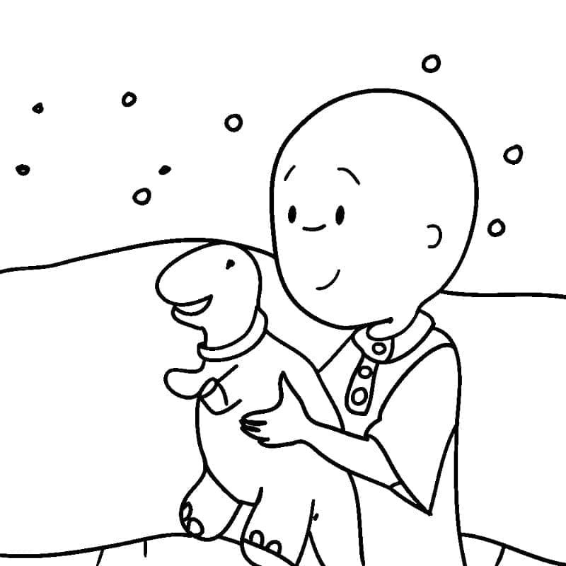 Caillou with Dinosaur Toy coloring page