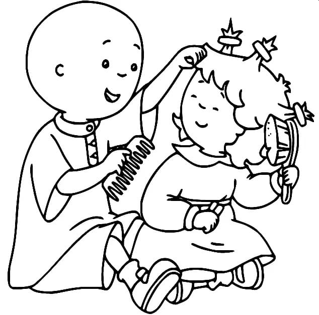 Caillou with Rosie coloring page