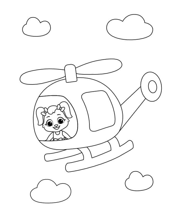 Cute Puppy in Helicopter coloring page