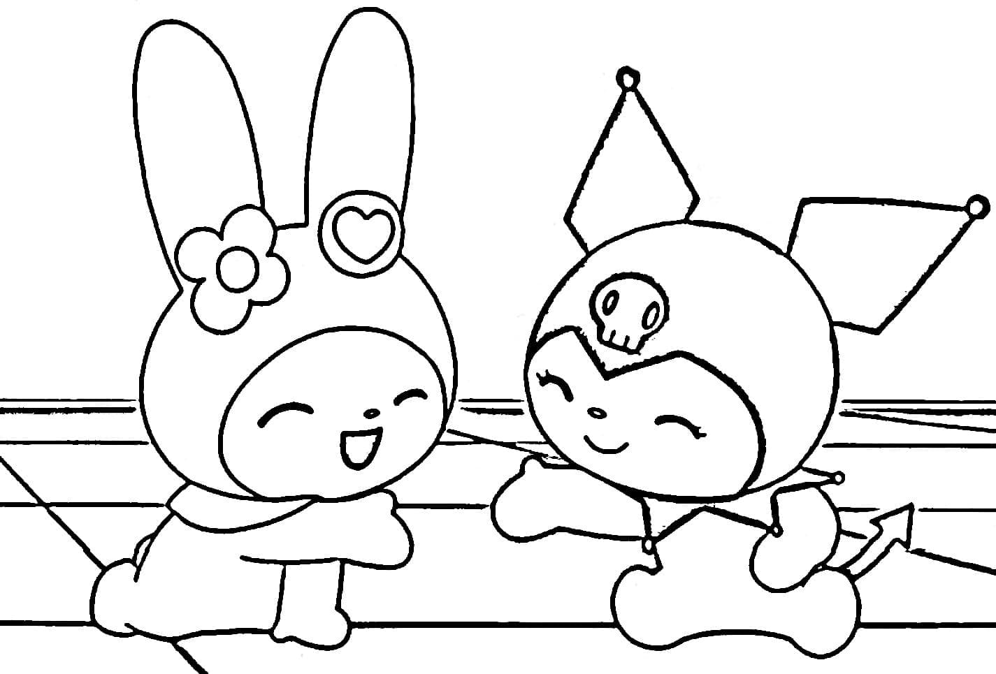 Happy My Melody and Kuromi coloring page - Download, Print or Color ...