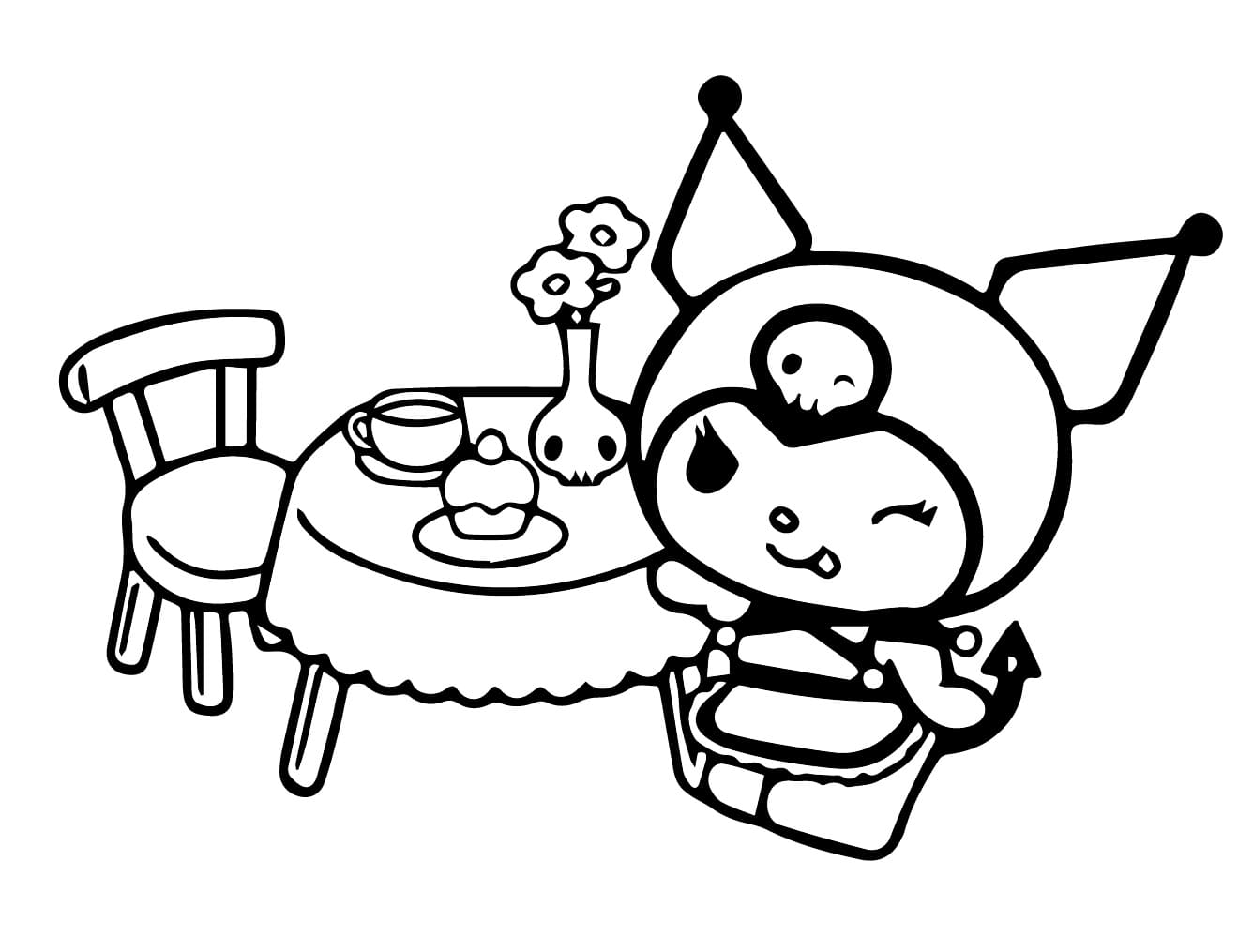 Kuromi at Home coloring page