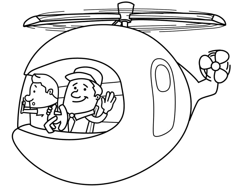 Men in Helicopter coloring page