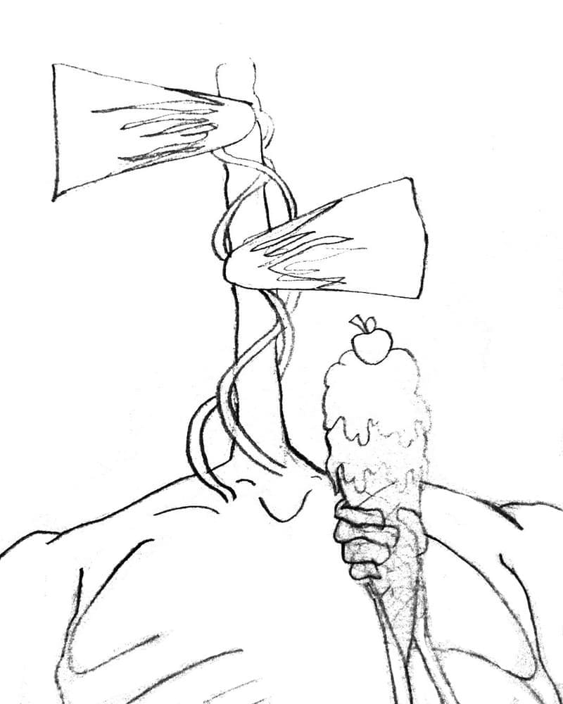 Siren Head with Ice Cream coloring page