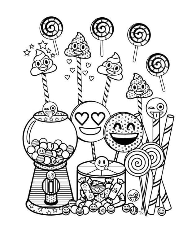 Sweet Emojis coloring page