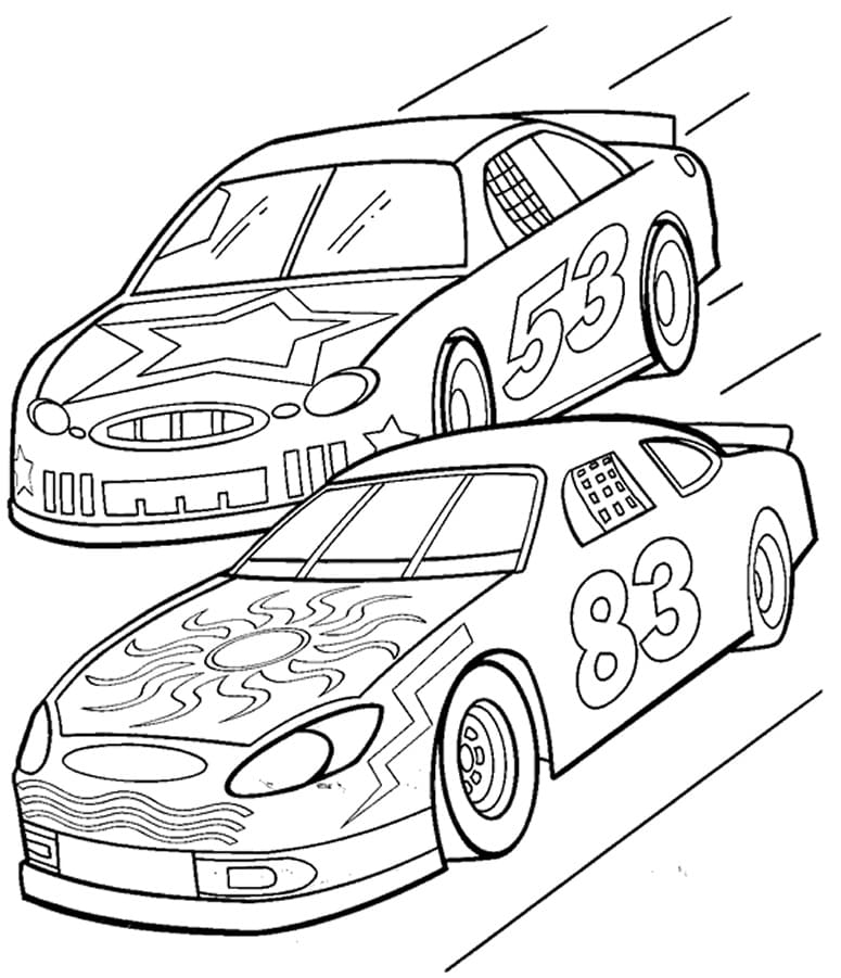 Two Race Cars coloring page - Download, Print or Color Online for Free