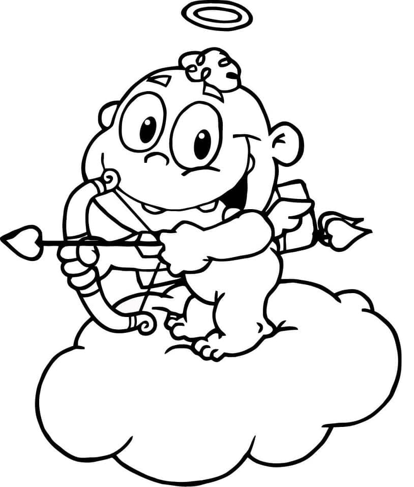 Valentines Cupid Free Printable coloring page