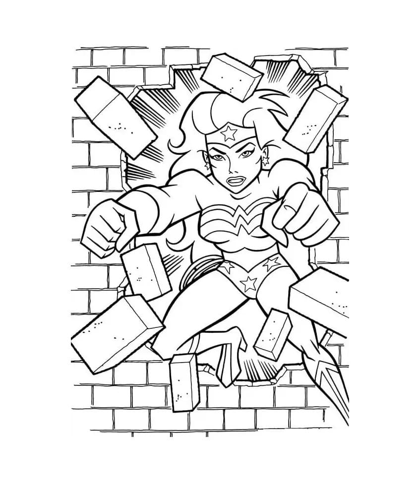 Wonder Woman Breaks the Wall coloring page - Download, Print or Color ...
