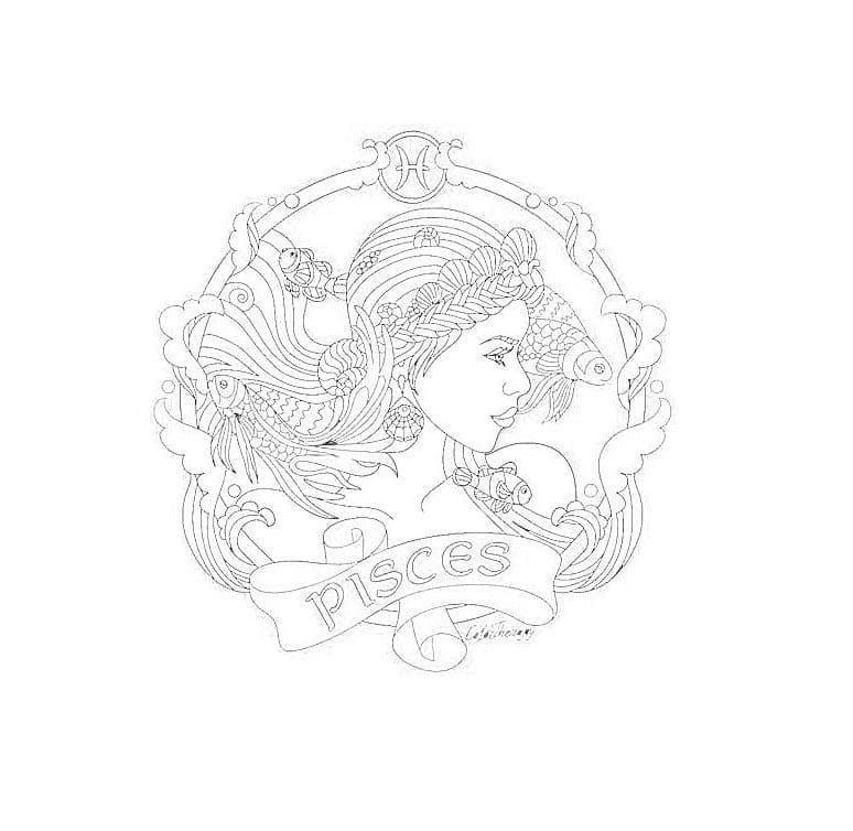 Zodiac Pisces Symbol coloring page