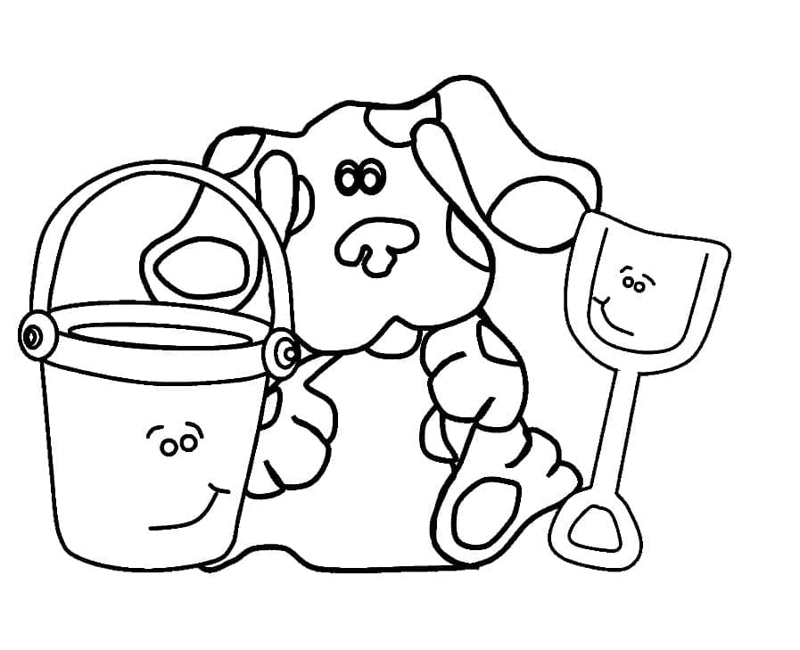 Blue with Shovel and Pail coloring page