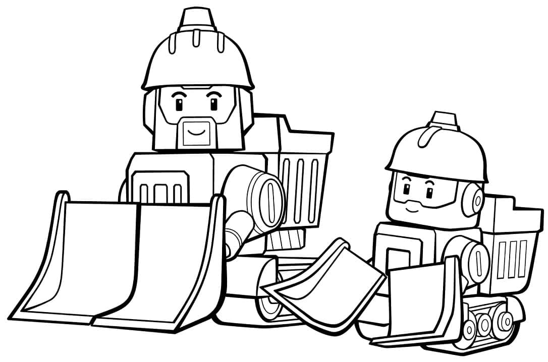 Bruner and Bruny from Robocar Poli coloring page