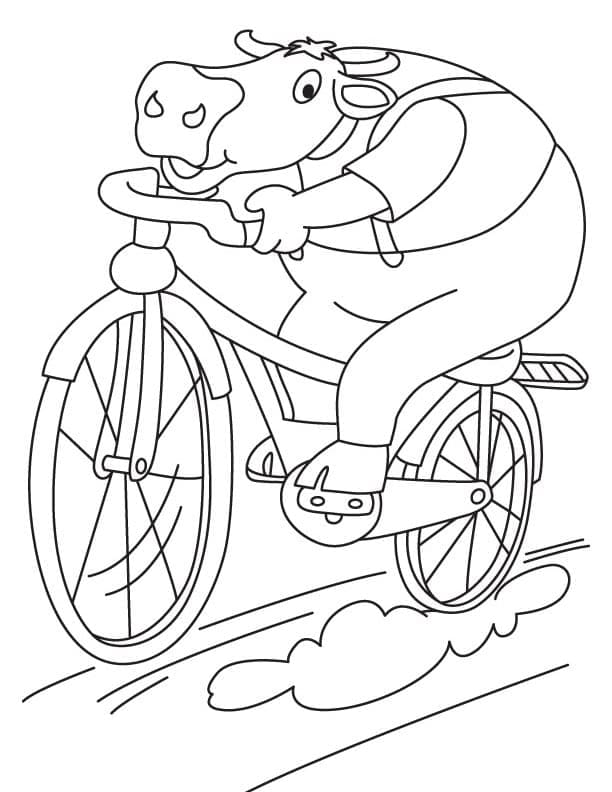 Buffalo is Riding Bicycle coloring page