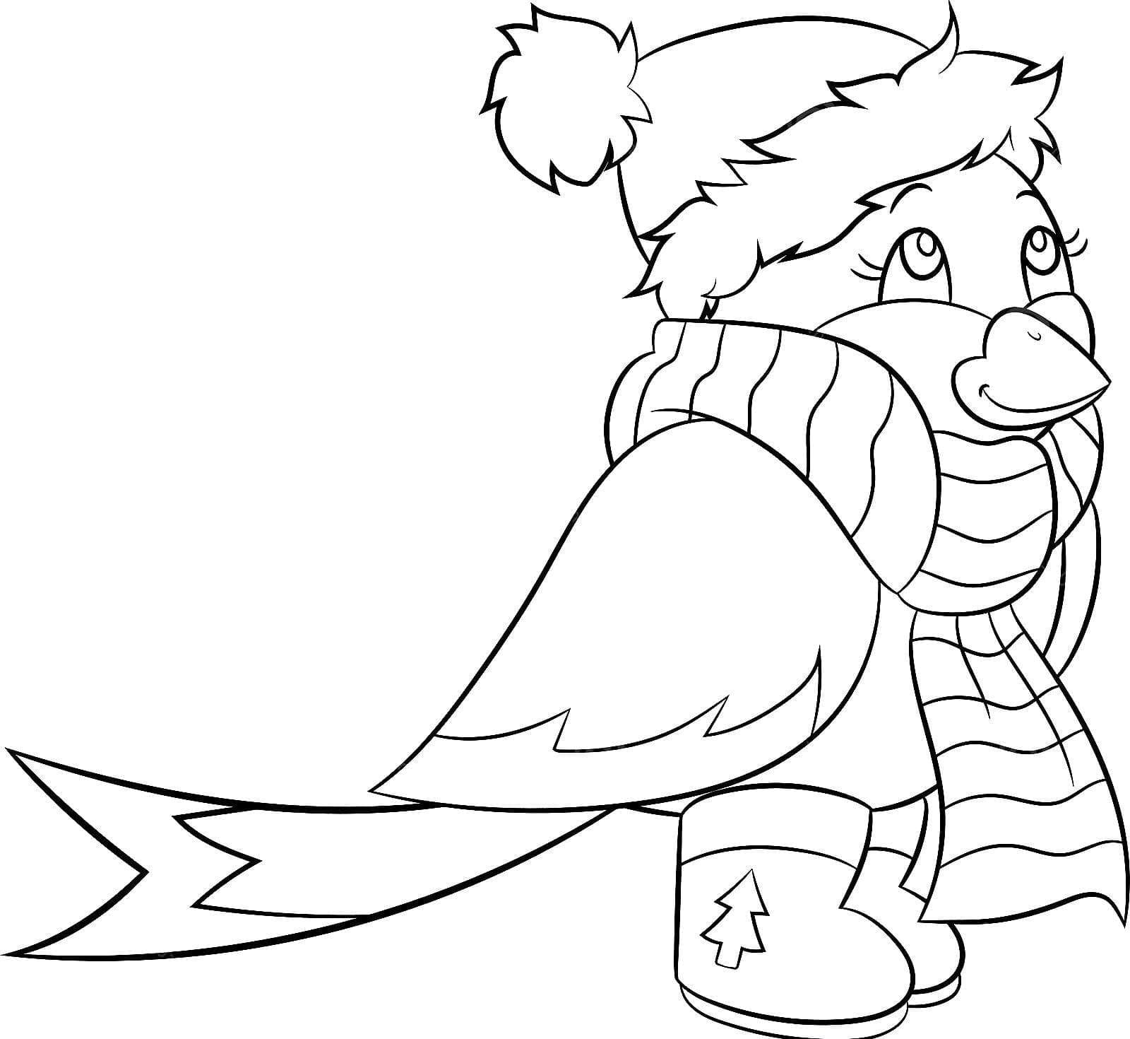 Cute Bird In Winter coloring page