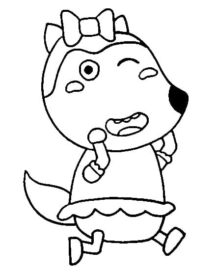 Cute Lucy from Wolfoo coloring page