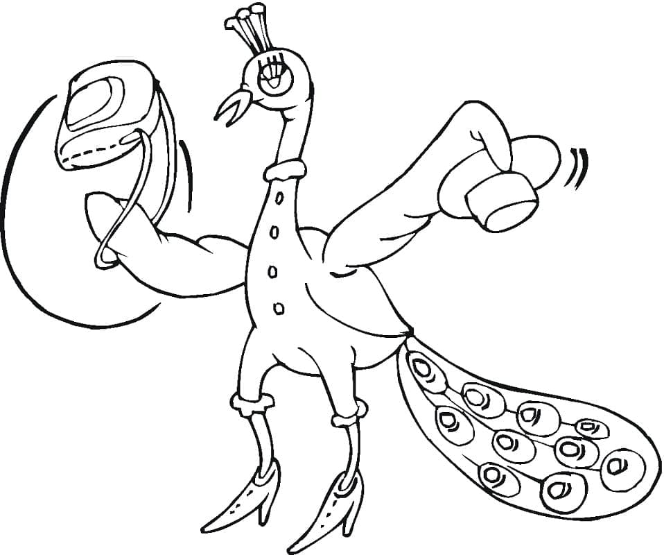 Dancing Peacock coloring page