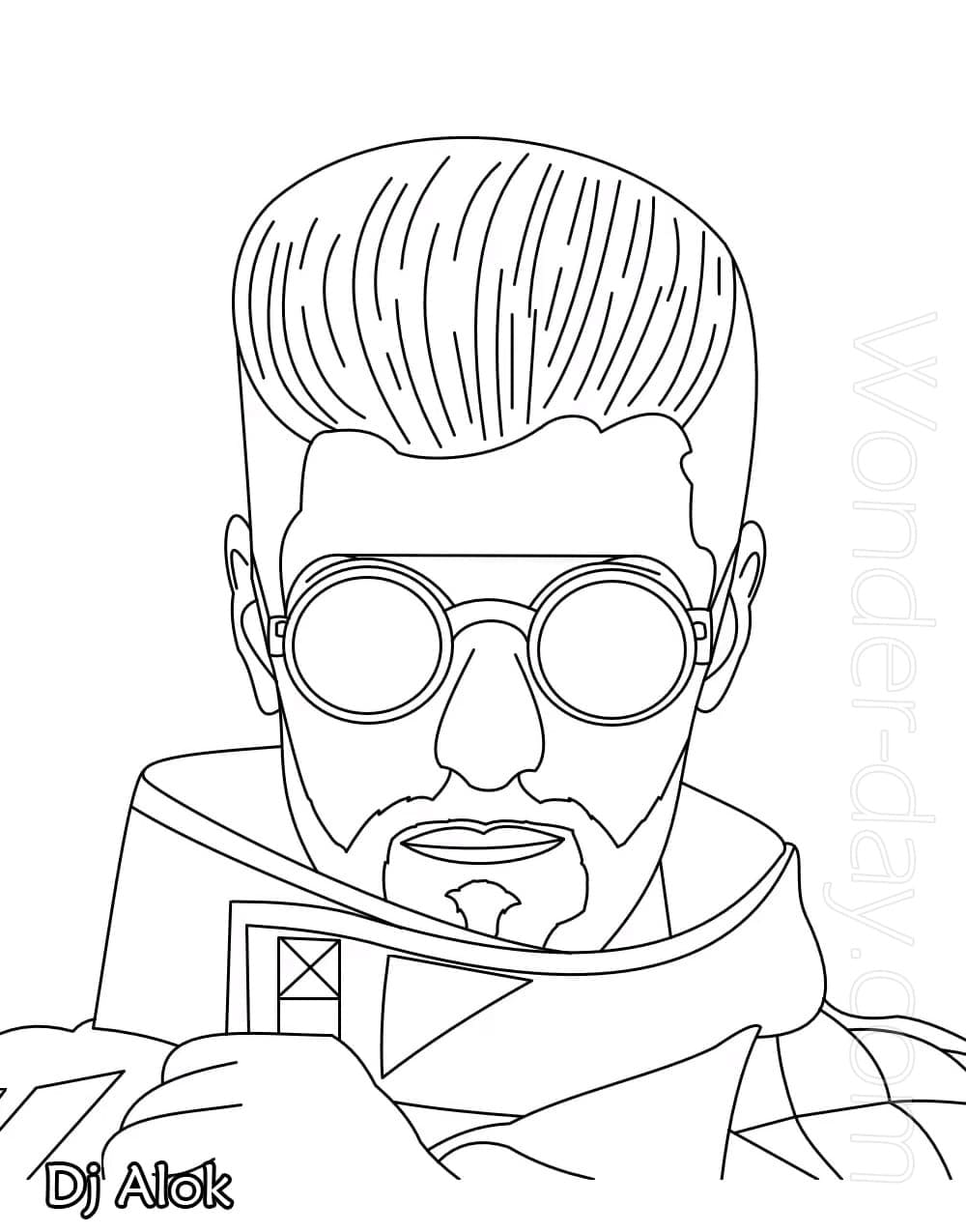 Dj Alok Free Fire coloring page