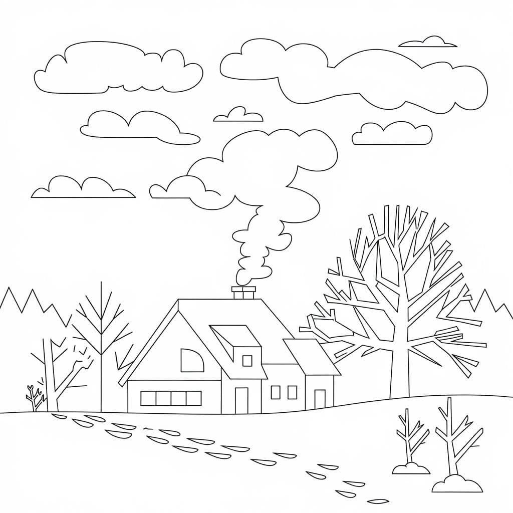 Easy Winter coloring page