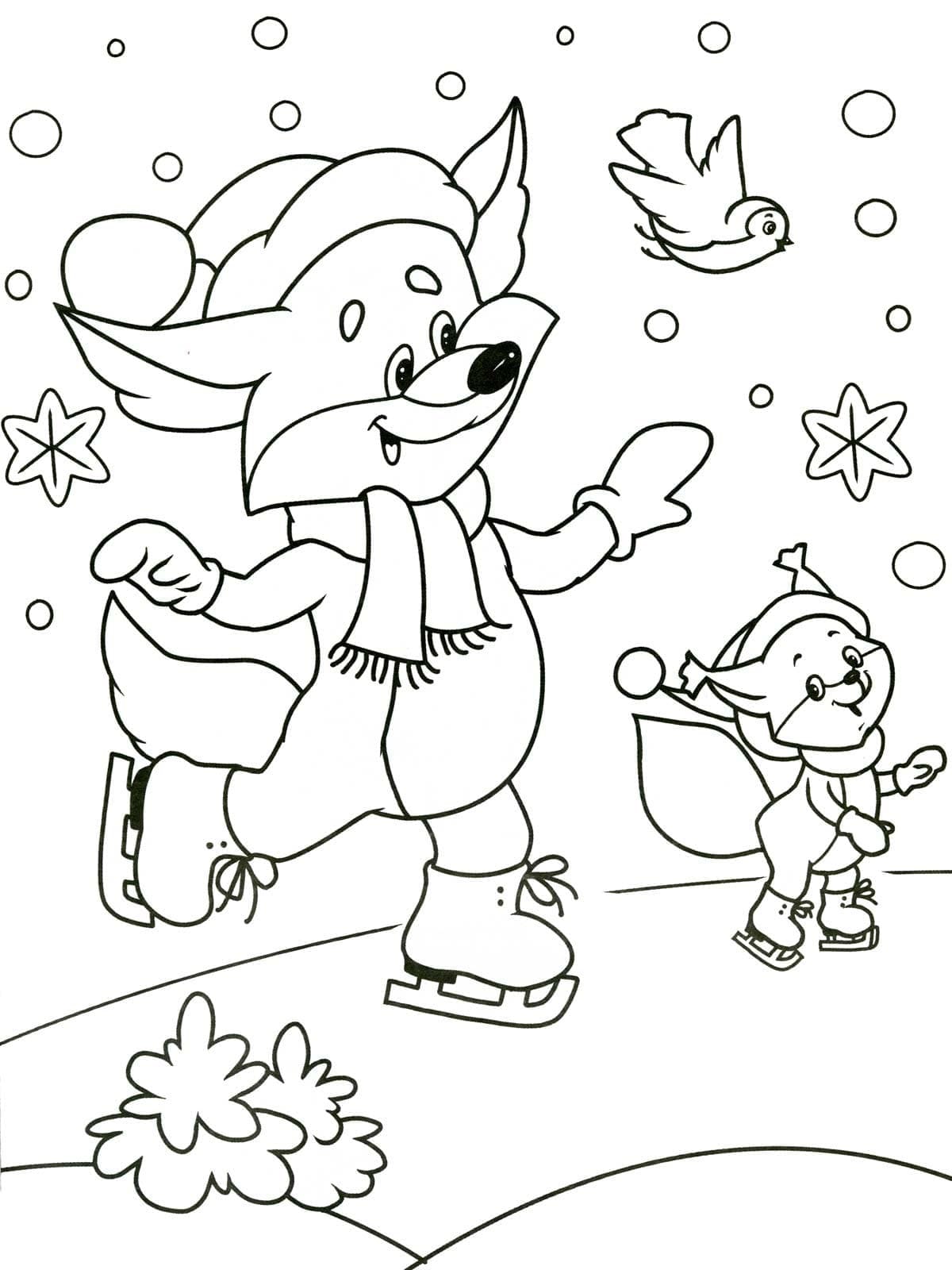 Foxes In Winter coloring page