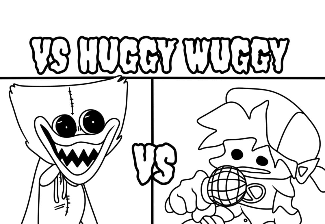 Huggy Wuggy vs FNF coloring page - Download, Print or Color Online for Free