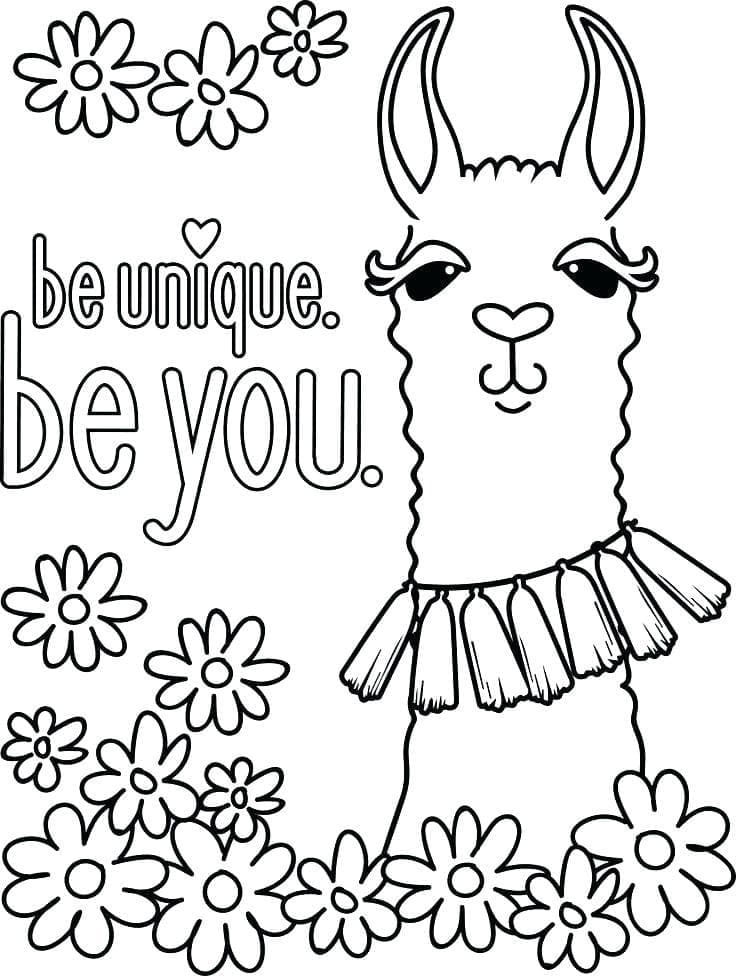 Llama Be Unique Be You coloring page