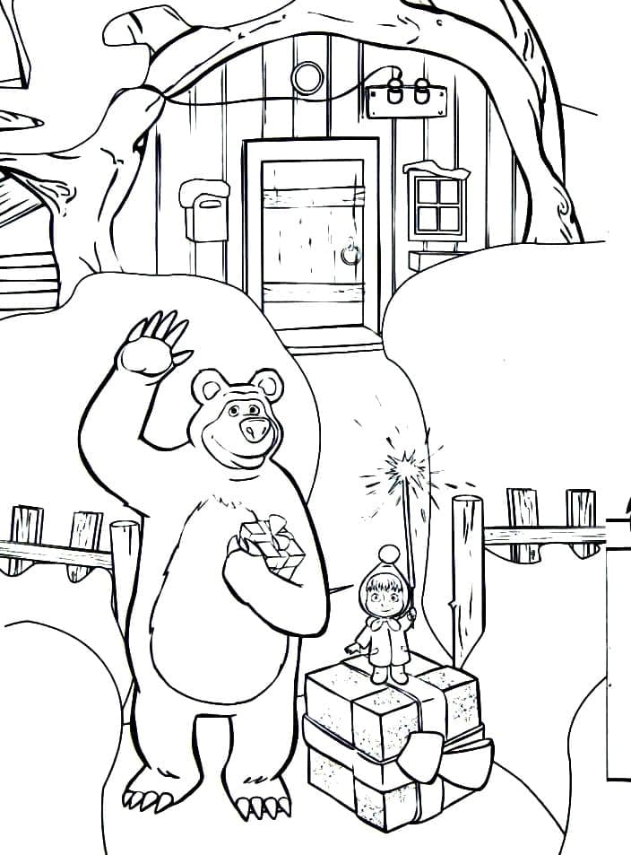 Masha and Bear coloring page