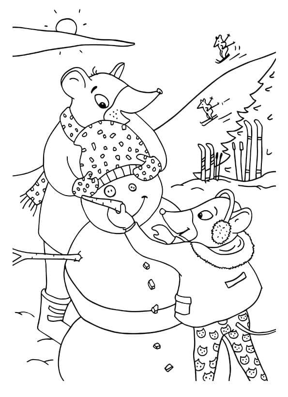 Mice In Winter coloring page