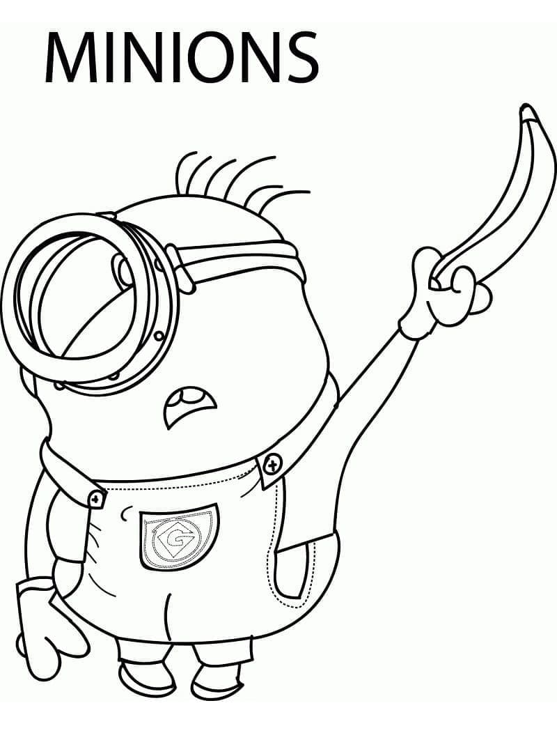 Minion and A Banana coloring page