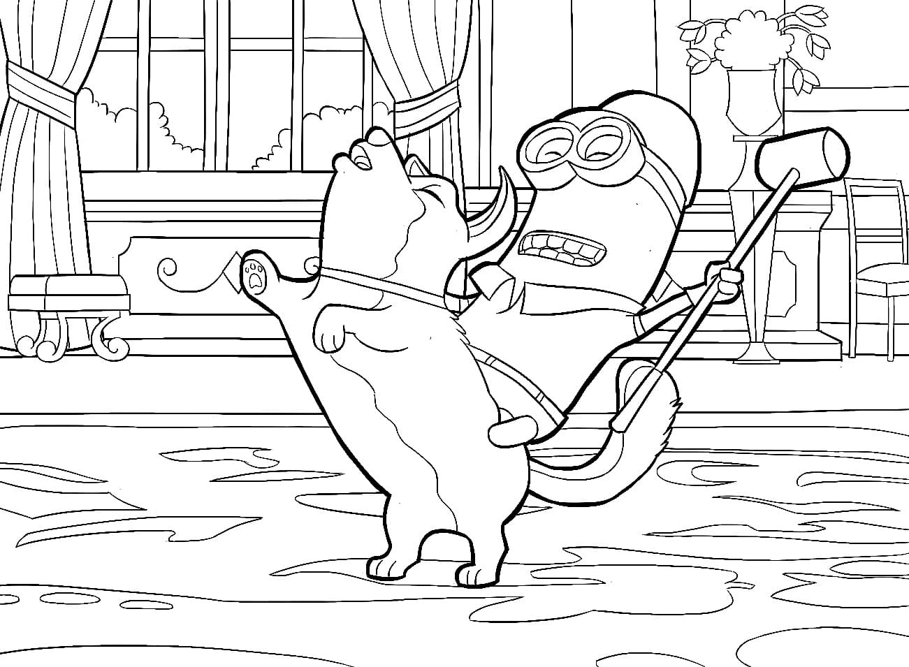 Minion and Dog coloring page