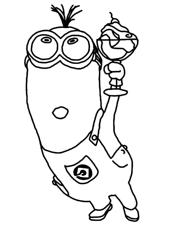 Minion and Ice Cream coloring page