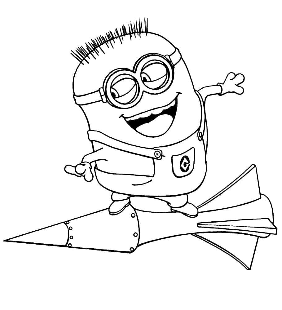 Minion and Rocket coloring page