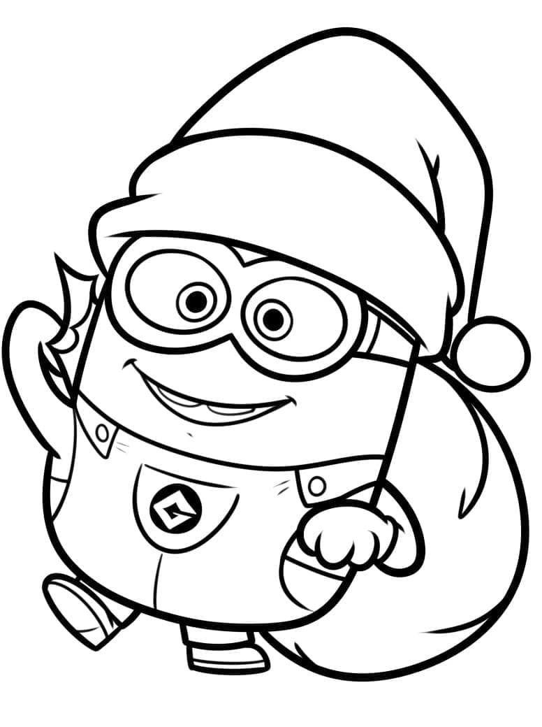 Minion Bob on Christmas coloring page