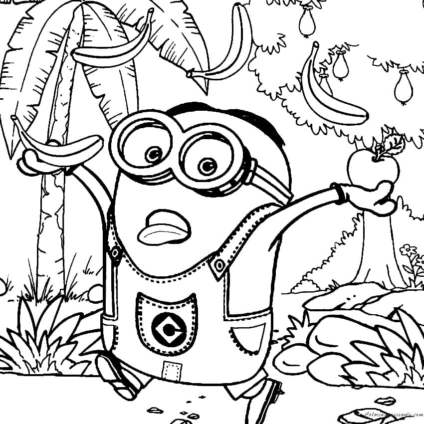 Minion in the Forest coloring page